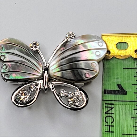 ABALONE tone Colored Butterfly Brooch - Picture 6 of 9